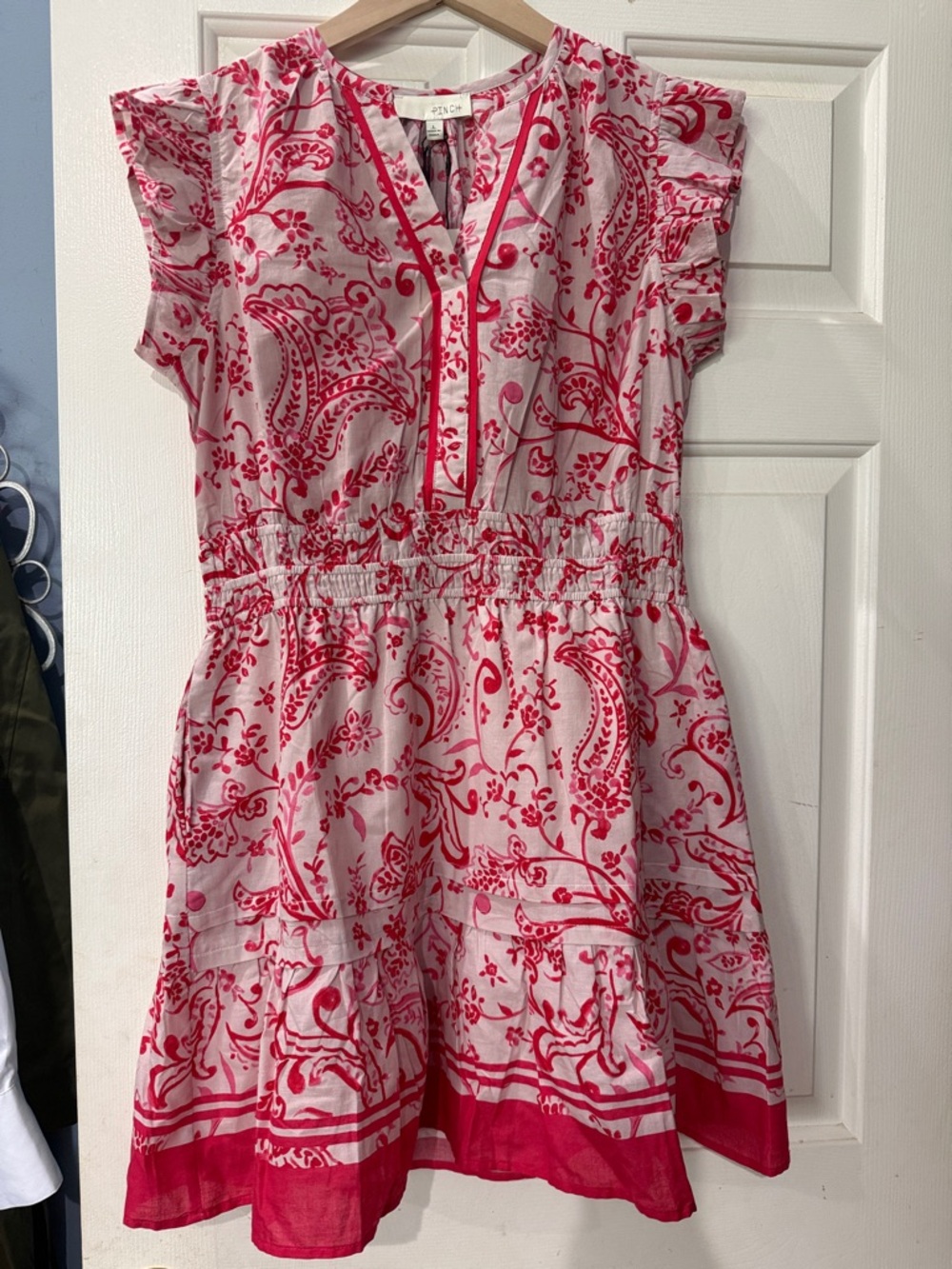 Pinch Pink Paisley Tiered Mini Dress